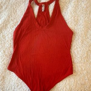 Free People Speed dial Red Bodysuit-size small